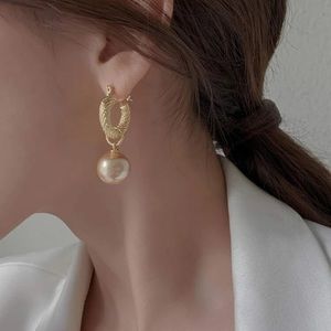 Faux Large Pearl Mini Hoop Earrings